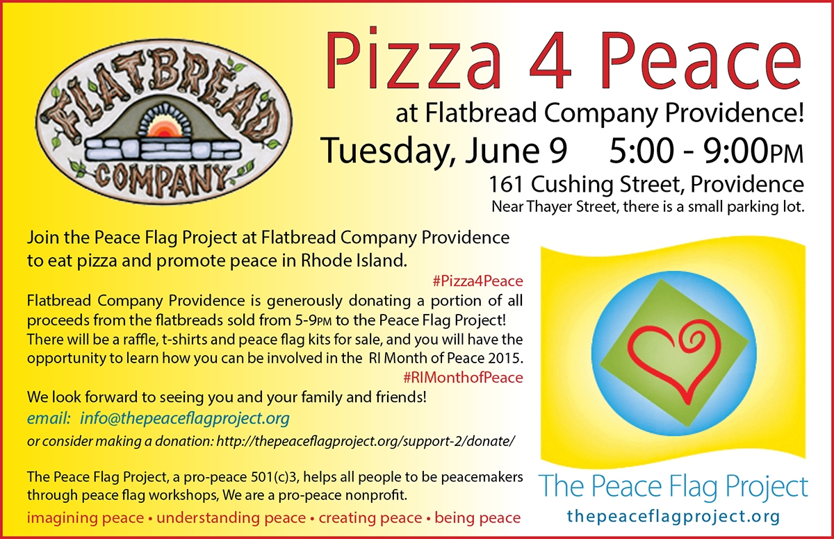Pizza 4 Peace PFP Fundraiser at Flatbread Company, Providence 6/9